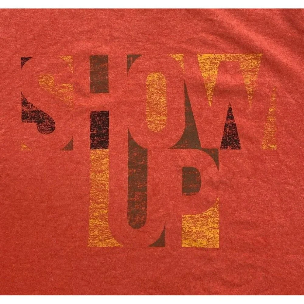 Black History Month Shirt Top Men's‎ XXL 2XL Orange Red Show Up Graphic Crew NEW - Picture 2 of 8
